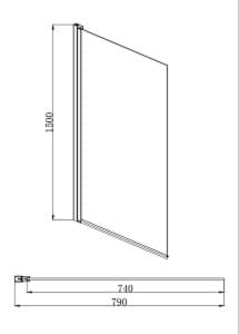 AQ DEL SBA 08015CH Шторка на ванну, одноэлементная, поворотная 800X1500 профиль хром, стекло прозрачное (старый артикул AQNAP6211-80)