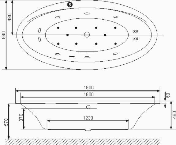 Ванна акриловая Excellent Lumina 190x95 см