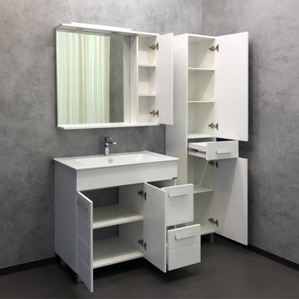 Зеркало-шкаф Comforty "Модена М-90" белый матовый