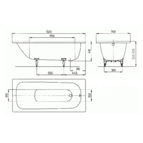 Ванна стальная Kaldewei Saniform Plus 361-1 Easy-Clean 150x70 см