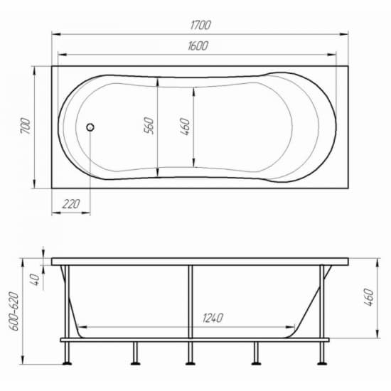 Ванна акриловая Marka One Libra 170x70 см
