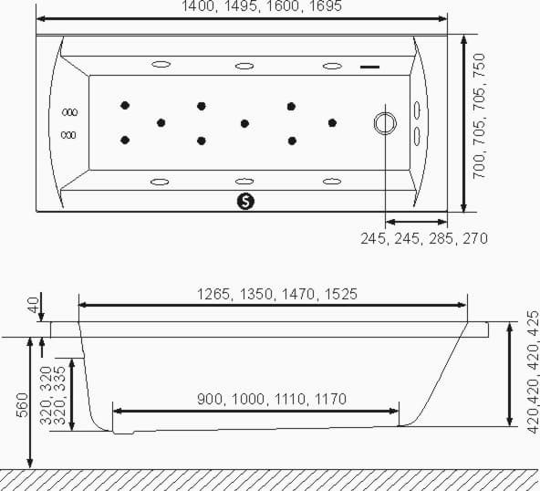 Ванна акриловая Excellent Aquaria 170x75 см