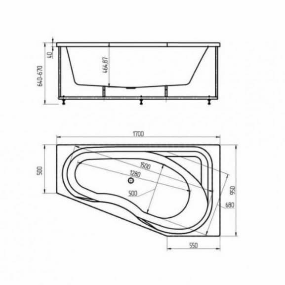 Ванна акриловая Акватек Медея 170х95 L