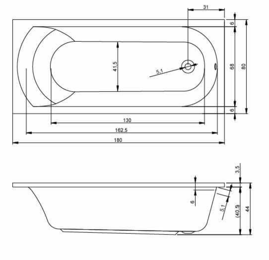 Ванна акриловая Riho Miami 180х80 см