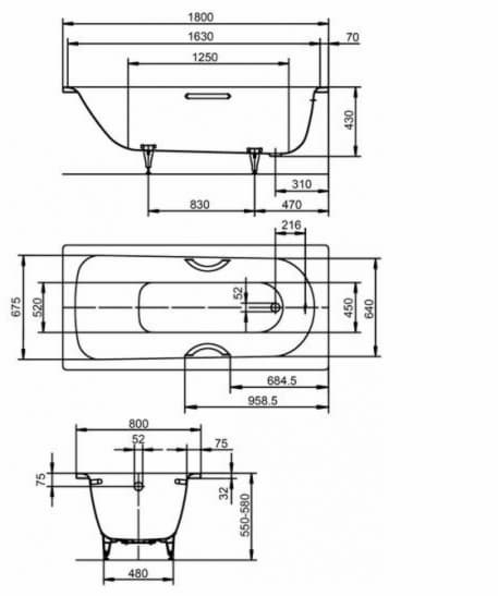 Ванна стальная Kaldewei Saniform Plus Star 337 пустая 180х80 см