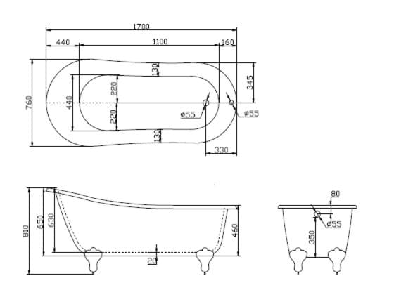 Ванна акриловая BelBagno BB06-1700 170x76 см