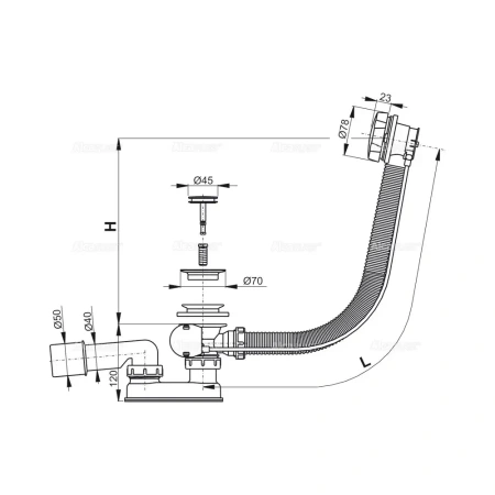 Слив-перелив AlcaPlast A55K-100-RU-01