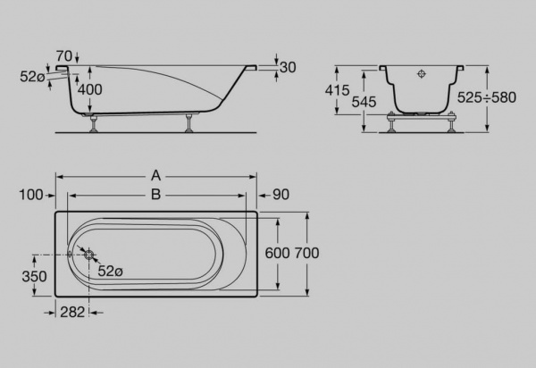 Ванна акриловая Roca Line 170x70 см