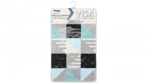 Коврик для ванной Fixsen Visa 1-ый, FX-5005Z, серо-бирюзовый, 50х80см