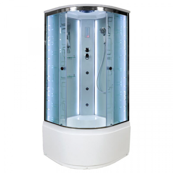 Душевая кабина DTO ЕМ4510 (100х100х220) с LED-подсветкой и гидромассажем