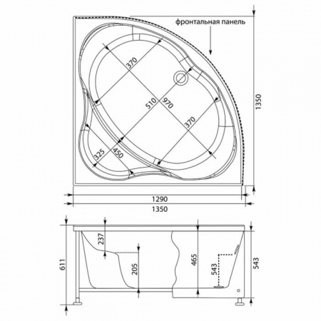 Ванна акриловая Aquanet Vitoria 130x130 см