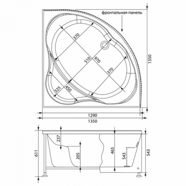 Ванна акриловая Aquanet Vitoria 130x130 см