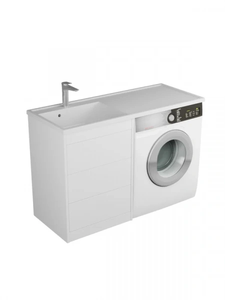 Тумба с раковиной Veneciana NERA 120 L под стиральную машину 3 ящика, белая