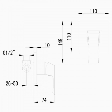 Смеситель Lemark Unit LM4523C для душа, встраиваемый