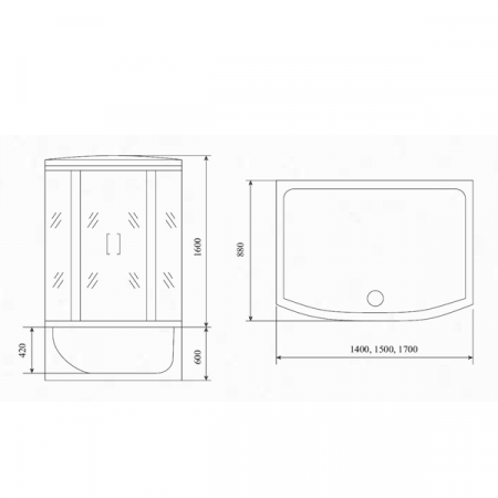 Душевой бокс Timo Standart T-1140, 140х88х220 см