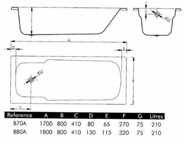 Ванна стальная BLB Atlantica HG 180х80 см с отверстиями для ручек