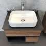 Тумба с раковиной Comforty "Штутгарт-75" дуб тёмно-коричневый с черной столешницей