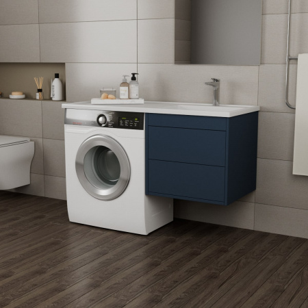 Тумба с раковиной Veneciana NERA 120 R под стиральную машину 2 ящика, индиго