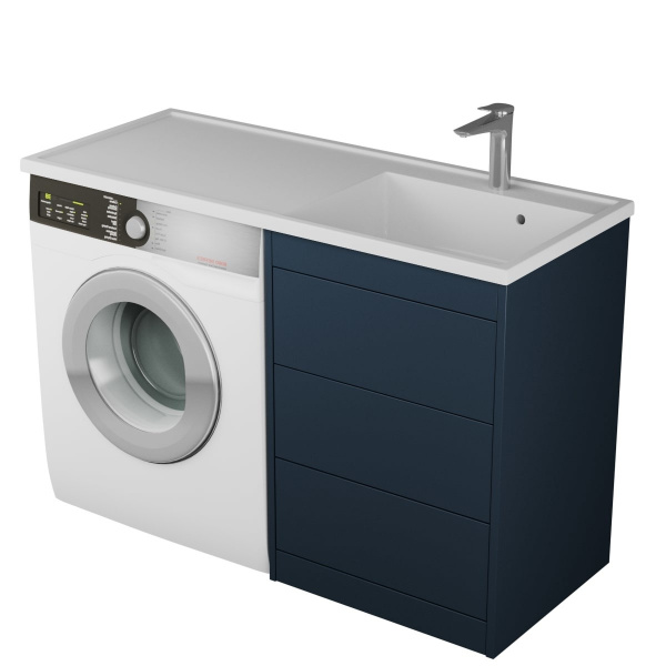 Тумба с раковиной Veneciana NERA 120 R под стиральную машину 3 ящика, индиго
