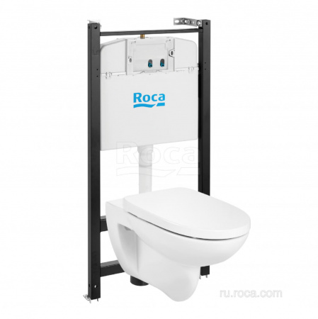 ПЭК Roca Debba Round 893104980 подвесная чаша Rimless + инсталляция + сиденье Supralit, без панели смыва