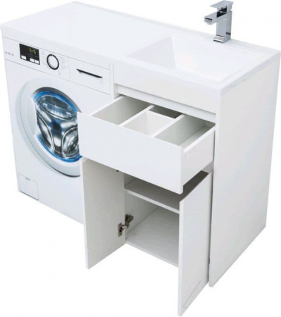 Тумба с раковиной Aquanet Токио 110 R белый (напольная, 1 ящик, 2 дверцы)