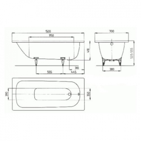 Ванна стальная Kaldewei Saniform Plus 361-1 Easy-Clean 150x70 см