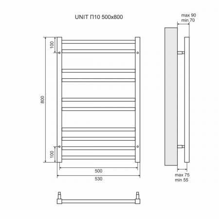 Полотенцесушитель водяной Lemark Unit LM45810 П10 500x800