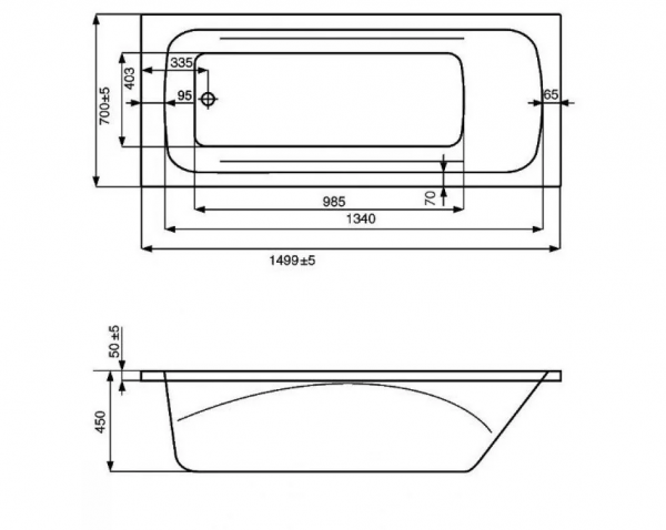 Ванна акриловая Roca Line 150x70 см