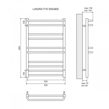 Полотенцесушитель электрический Lemark Linara LM04810E П10 500x800, левый/правый