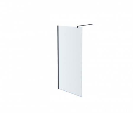 AQ WIW 12020BL Душевая перегородка Walk in с держателем 1200x2000 профиль черный, стекло прозрачное