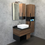 Тумба с раковиной Comforty "Штутгарт-75" дуб тёмно-коричневый с черной столешницей