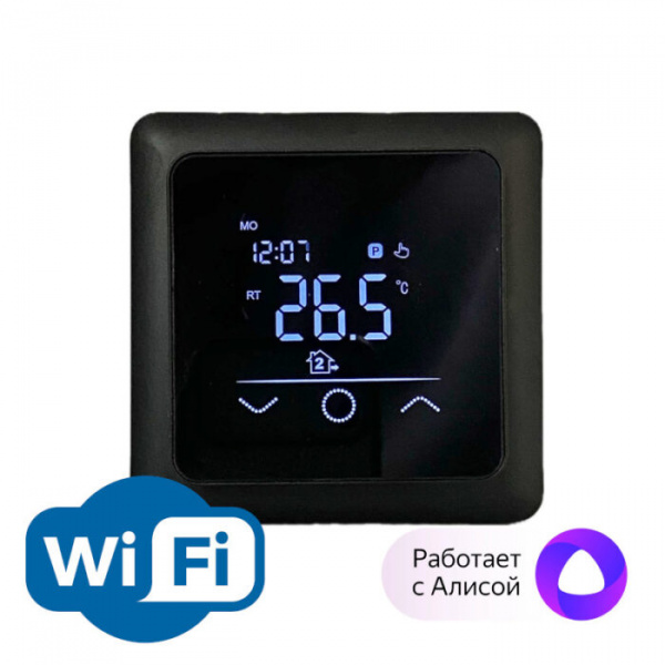Терморегулятор для тёплого пола F 60 Wi-Fi Black черный, программируемый