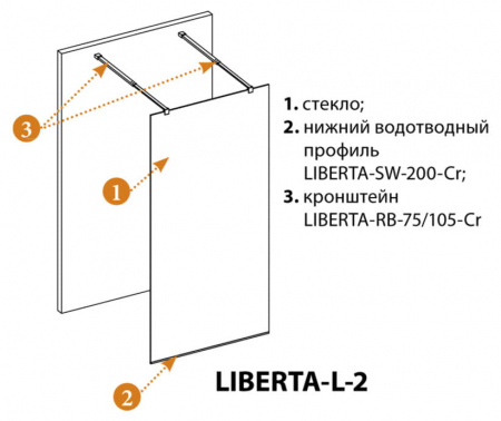 Душевая перегородка Cezares LIBERTA-L-2-90-GR-Cr