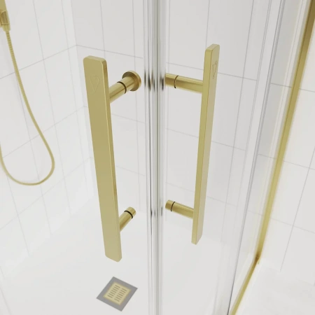 Душевой угол Veconi Evo 300 G, 1000х900x1950, золото брашинг, прозрачное стекло