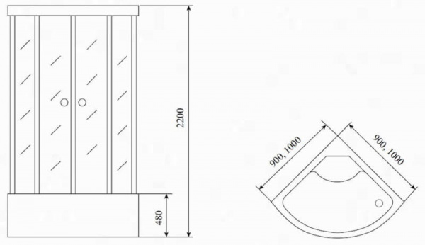 Душевая кабина Timo Lux T-7790, 90x90x220 см