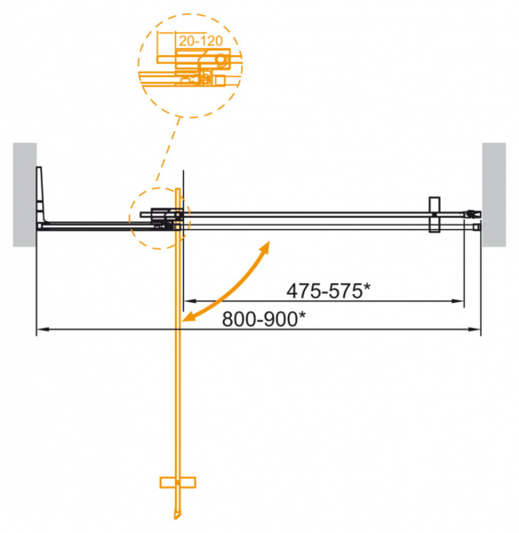 Душевая дверь Cezares SLIDER-B-1-80/90-BR-Cr