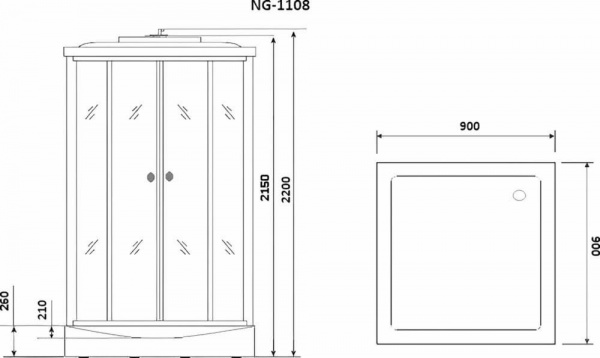 Душевая кабина Niagara Classic NG-1108-14, 90x90x215 см