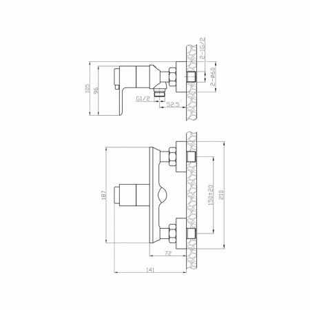 Смеситель Rossinka RS50-41 для душа термостатический