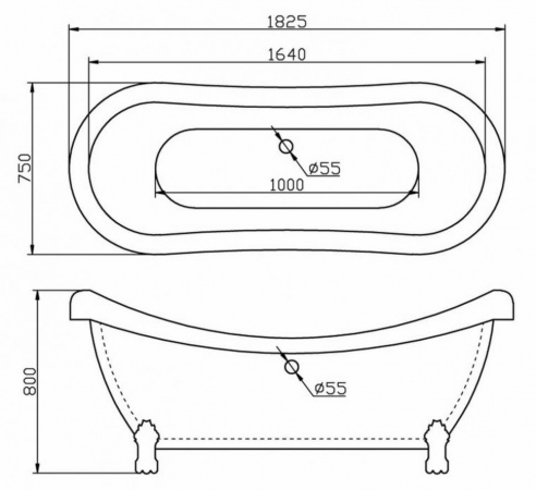 Ванна акриловая BelBagno BB05 182х75