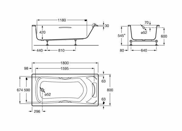 Ванна акриловая Roca BeCool 180х80 см