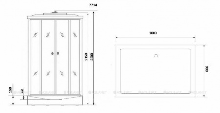 Душевая кабина Niagara Luxe 7714W серебро, 100x90x220 см