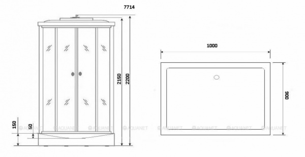 Душевая кабина Niagara Luxe 7714W серебро, 100x90x220 см