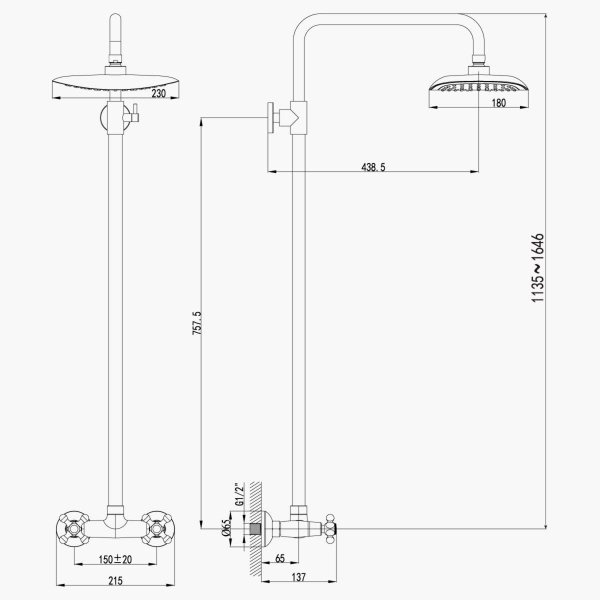 Душевая стойка Lemark Standard LM2160C для душа