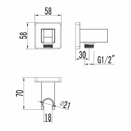 Подключение  для душевого шланга Lemark LM4585С с креплением для лейки