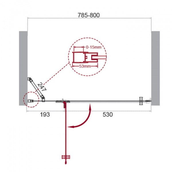 Душевая дверь BelBagno KRAFT-B-12-60/20-C-Cr-L