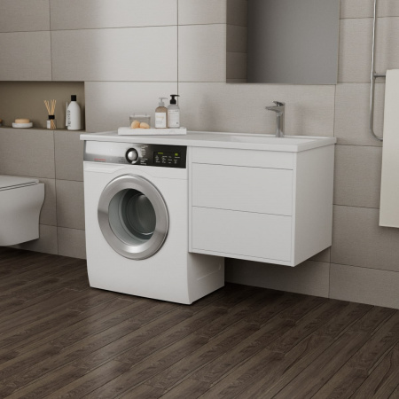 Тумба с раковиной Veneciana NERA 120 R под стиральную машину 2 ящика, белая