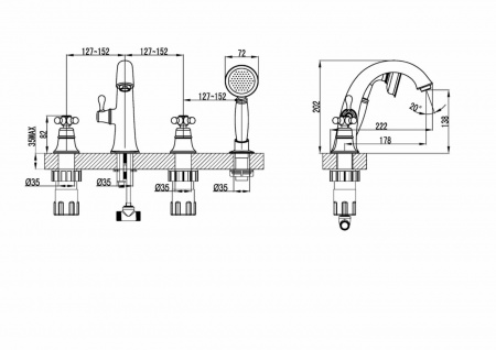 Смеситель Lemark Vintage LM2841B на борт ванны