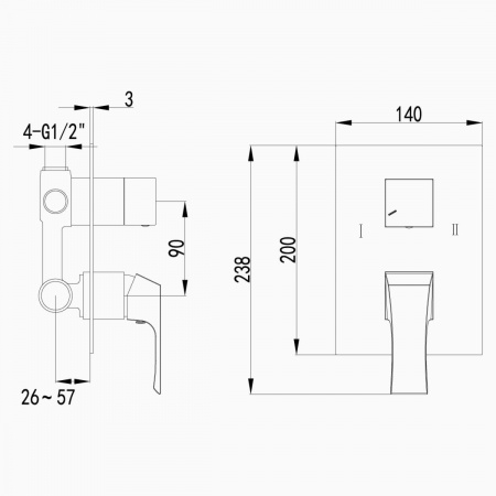 Смеситель Lemark Unit LM4527C для ванны и душа, встраиваемый
