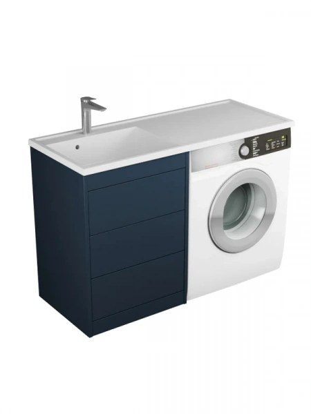 Тумба с раковиной Veneciana NERA 120 L под стиральную машину 3 ящика, индиго