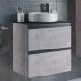 Тумба с раковиной Comforty "Эдинбург-60-2" бетон светлый с черной столешницей
